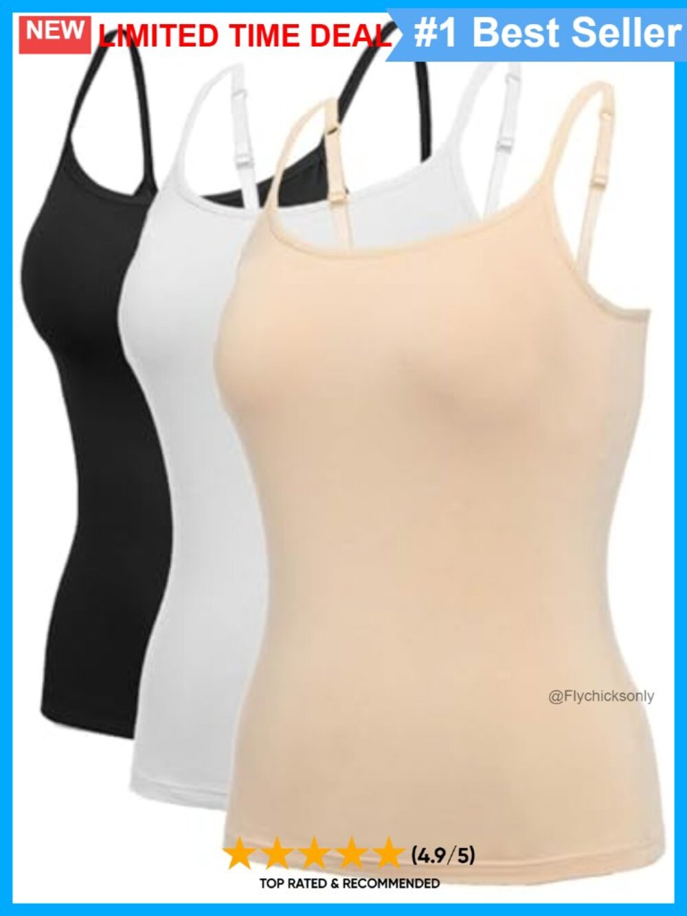 Womens Padded Camisole Tank Top Adjustable Strap Built in Bra Sleeveless